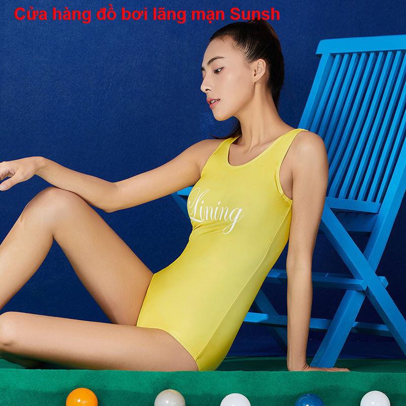 voucher thanh toánLi Ning Ladies Áo tắm Đào tạo chuyên nghiệp 2021 Màu rắn tráng da Suede khô nhanh Chống clo Tho