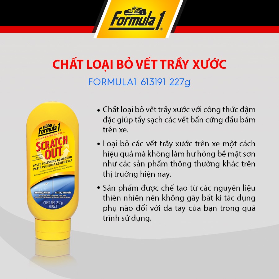 [Mã BMBAU50 giảm 10% đơn 99k] Chất Loại Bỏ Vết Trầy Xước FORMULA 1 613191 227g Nhập Khẩu Chính Hãng