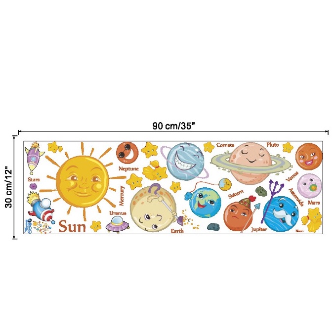 Decal dán tường cho bé tranh vũ trụ decor hệ mặt trời các hành tinh trong hệ mặt trời tranh dán tường cho bé MIVIDECOR