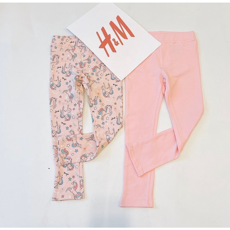 QUẦN NỈ LEGGING HM DƯ XỊN CHO BÉ GÁI MÀU HỒNG &amp; NGỰA PONY