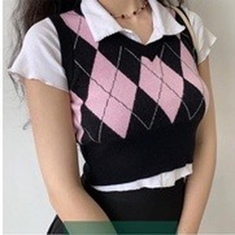 Áo len không tay cổ chữ v phong cách retro mới 211108 | BigBuy360 - bigbuy360.vn