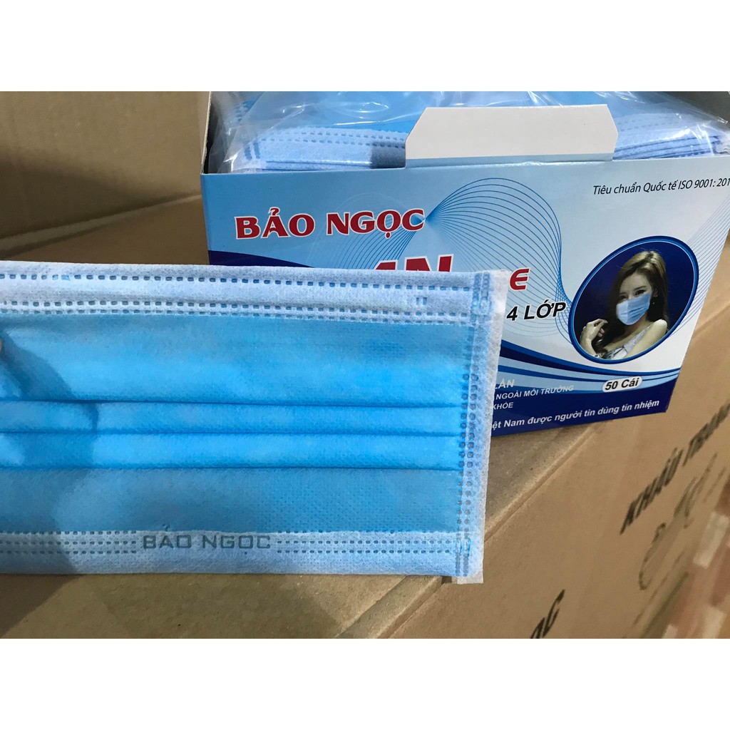 [Chính Hãng] KHẨU TRANG Y TẾ BẢO NGỌC 💋 FREE SHIP💋   4 Lớp ( siêu dày) - 50 chiếc/hộp, Ngăn Ngừa Vi Khuẩn và Khói Bụi