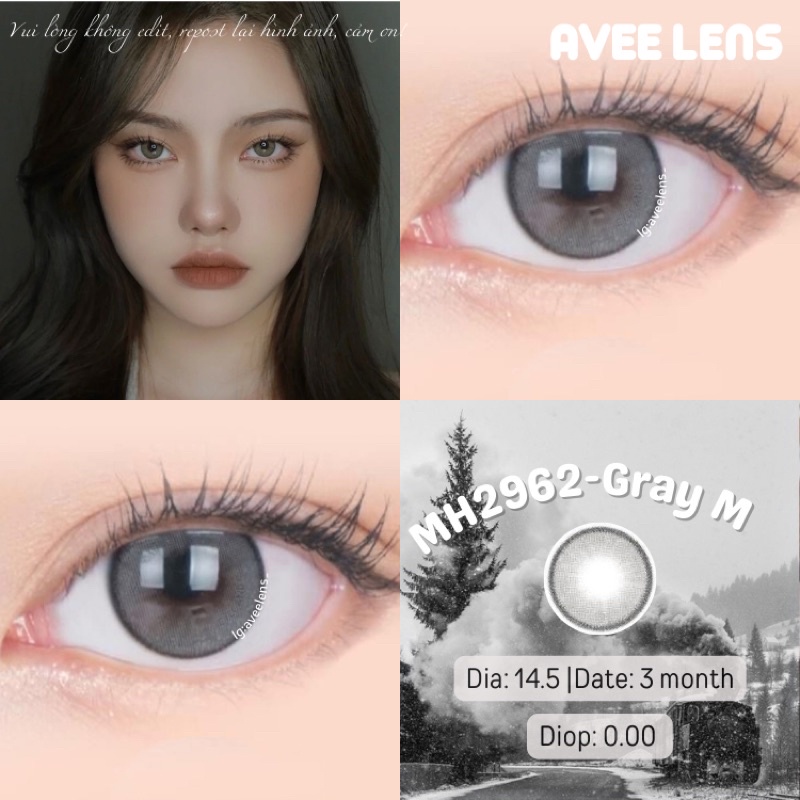 Lens Mắt Kính Áp Tròng Xám Tây Giãn Vừa Size M 14.5mm Mh2962 Gray