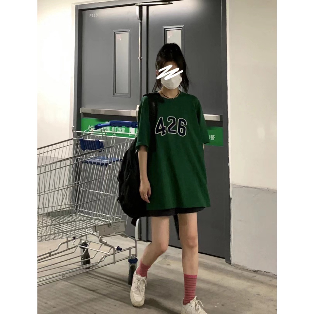 Áo thun xanh rêu tay lỡ form rộng 426 unisex Neko.sg ATL309