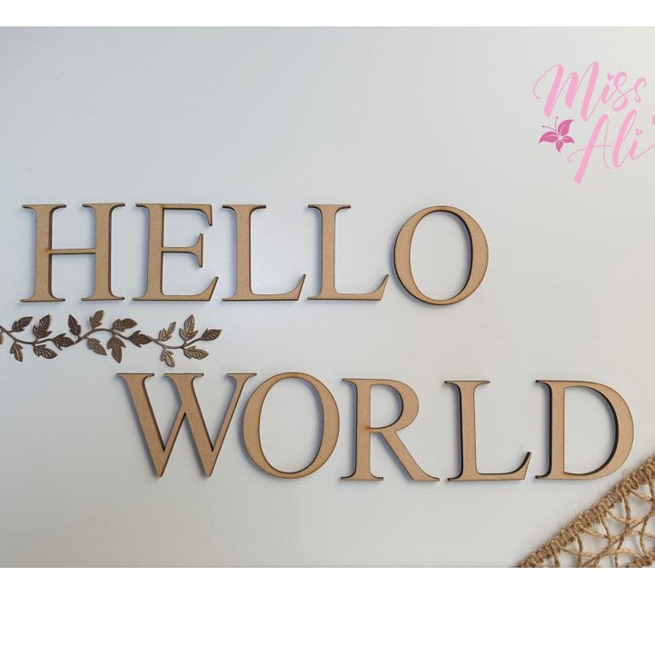 [ Mẫu chữ Hello World] Chữ gỗ treo tường, dán tường theo yêu cầu, trang tri, decor, chữ gỗ tên bé  [ mua nhiều giảm giá]