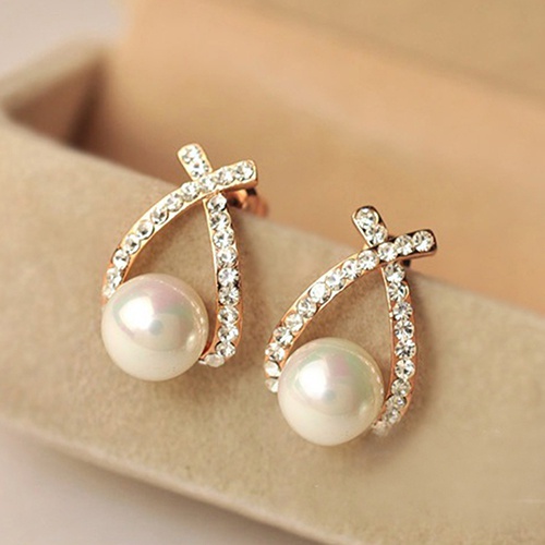 Cặp khuyên tai hợp kim đính đá quý/ngọc trai nhân tạo sang trọng cá tính dành cho nữ