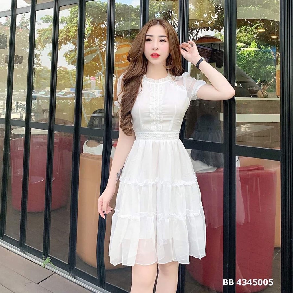 Đầm Váy Nữ 3 Tầng Dáng Xòe Đa Dạng Màu Sắc (Đỏ, Trắng, Nâu) Thời Trang Bonucci | BigBuy360 - bigbuy360.vn