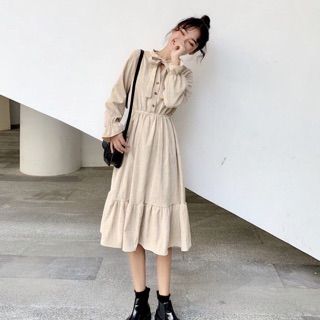 [hình thật] Đầm vintage thắt nơ dáng xoè. Váy ulzzang siêu dễ thương lolita style