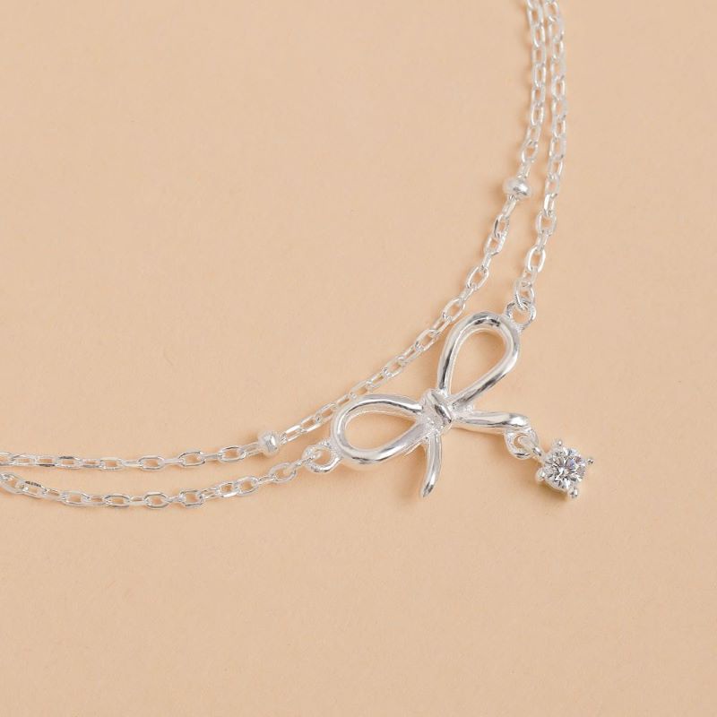 Lắc Tay Bạc Nữ Dây Kép Hình Nơ Thanh Lịch, Nhẹ Nhàng LB16 Bảo Tín Mạnh Hải