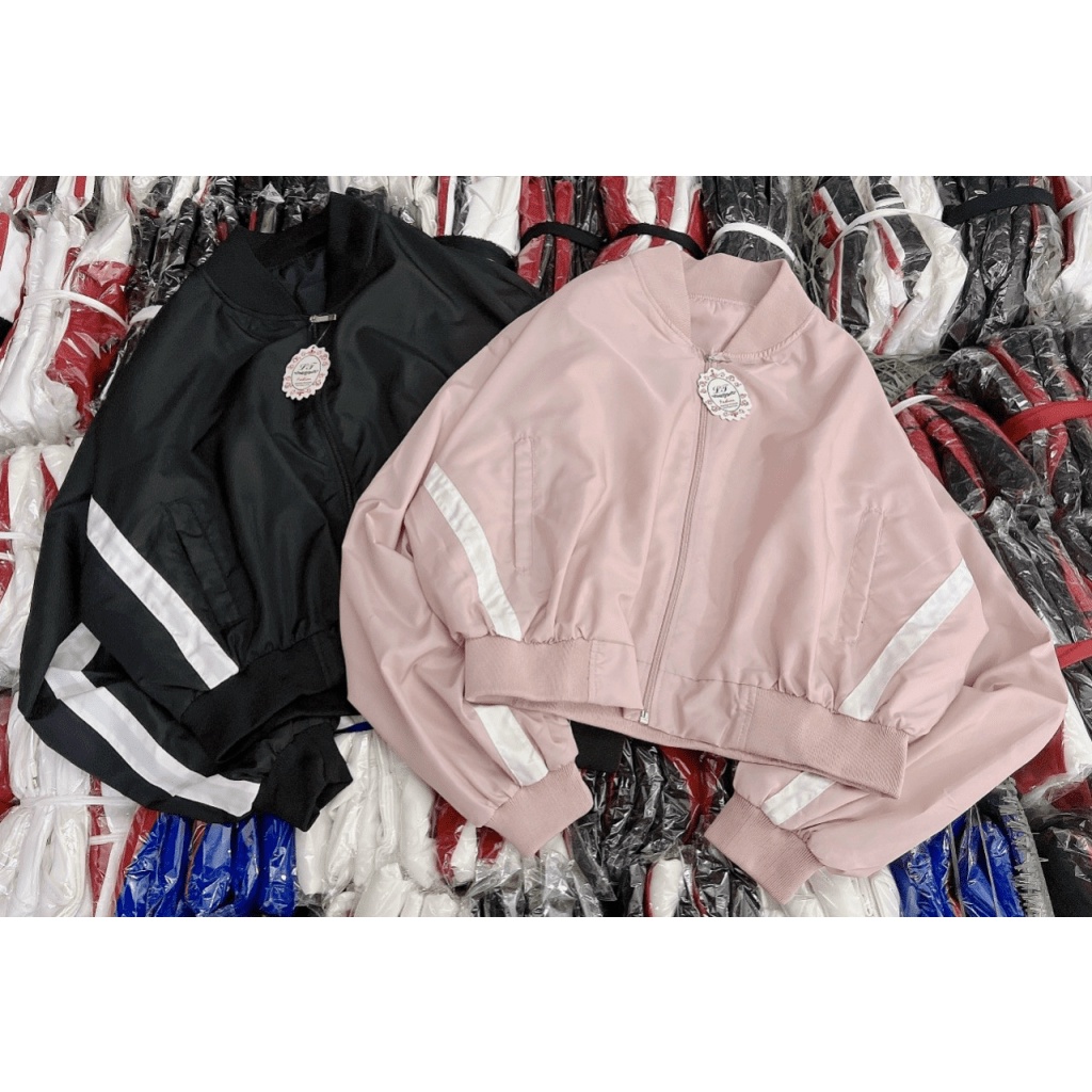 Áo Khoác Bomber Nữ Form Lửng Phối Sọc Cực Xinh Mẫu Mới Cực HOT - CLITUS FASHION