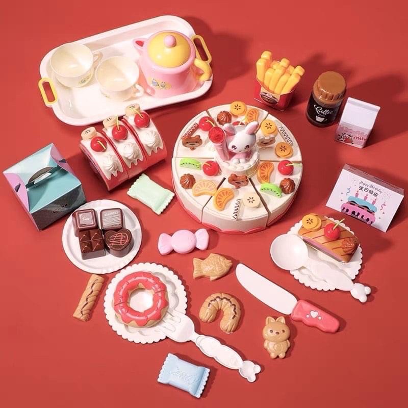 Đồ chơi bánh sinh nhật cho bé loại 85 chi tiết, hiệu ứng nhạc happy birthday và đèn nến sinh động, AKA Store