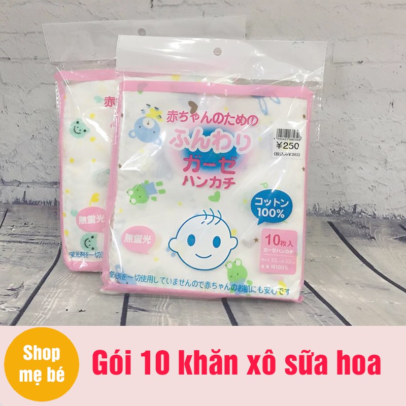 Khăn xô sữa in hoa( gói 10 chiếc)