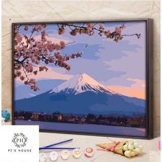 Tranh tô màu theo số " núi Phú Sĩ" khổ 40*50cm