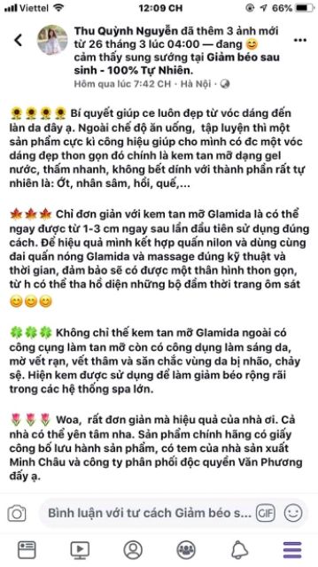 ( SỈ=LẺ ) kem giảm béo glamida chính hãng tặng màng bọc + thước dây