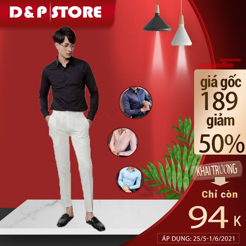 Áo sơ mi nam, áo sơ mi lụa chất cao cấp chống nhăn chống xù DP STORE