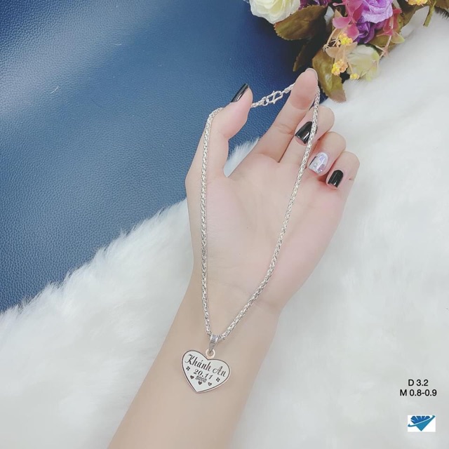 Dây chuyền dừa và mặt khắc tên cho bé theo yêu cầu- Dây chuyền bạc ta bền đẹp