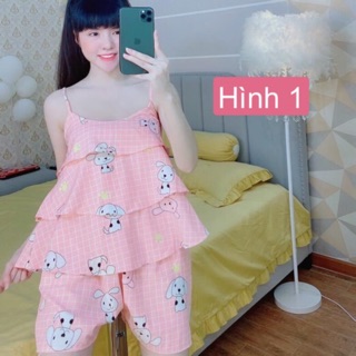 Đồ mặc nhà đùi thô lụa phối ren siêu xinh