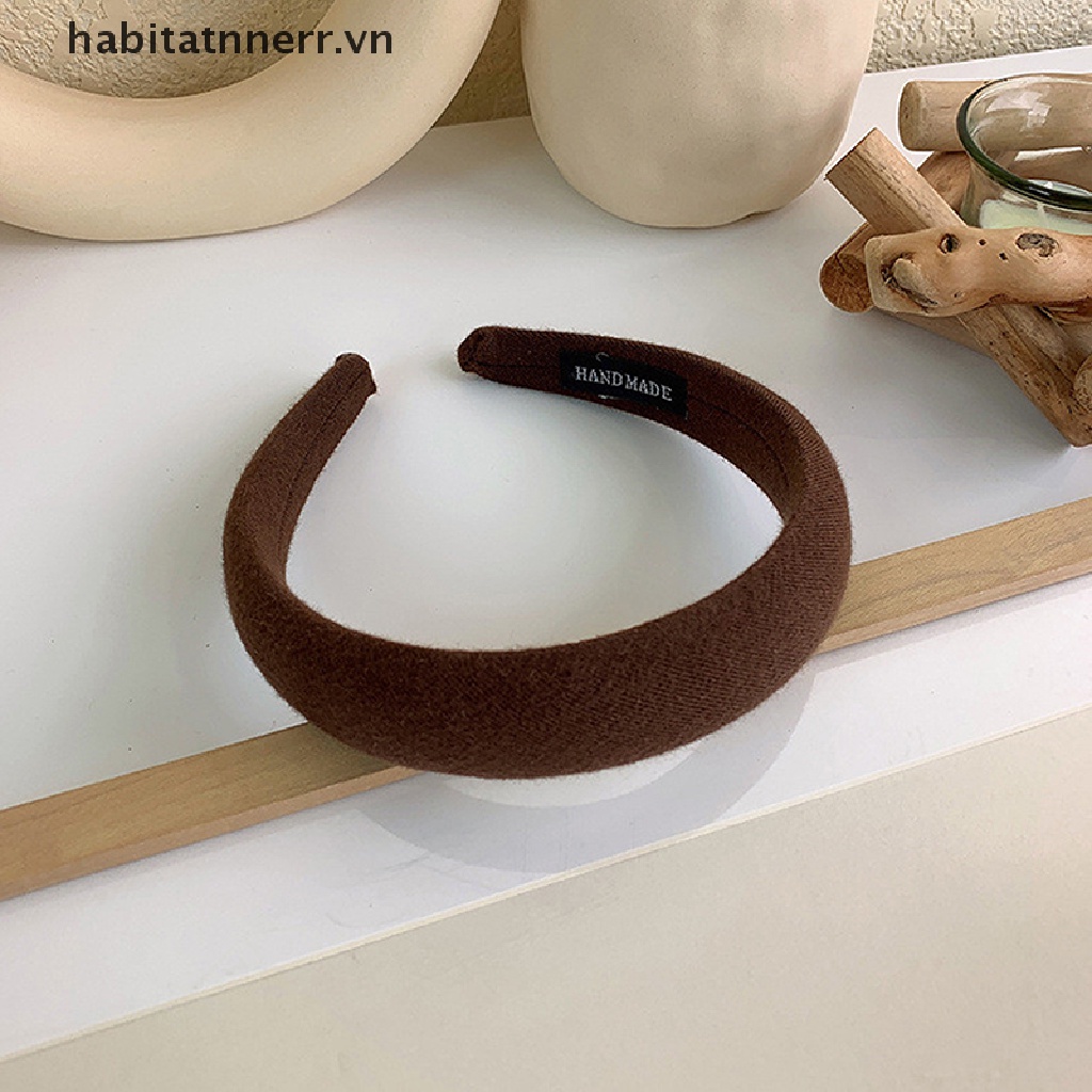 Băng đô cài tóc bản rộng màu trơn thời trang nữ