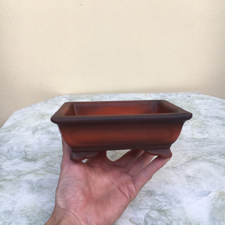 Chậu bonsai Chữ nhật mini đất nung gốm Bát tràng 1 size BM-103