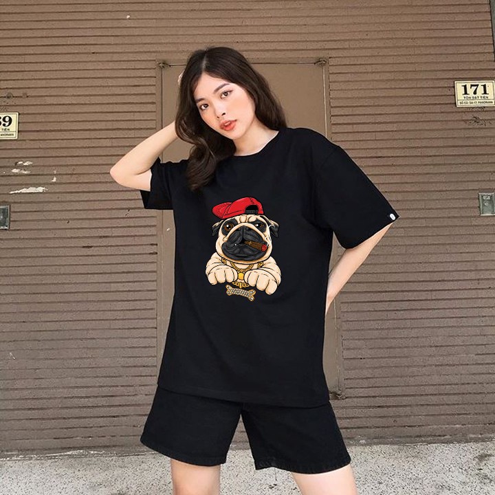 Áo Thun Unisex Pug Rickid, áo phông đen trắng nam nữ oversize | BigBuy360 - bigbuy360.vn