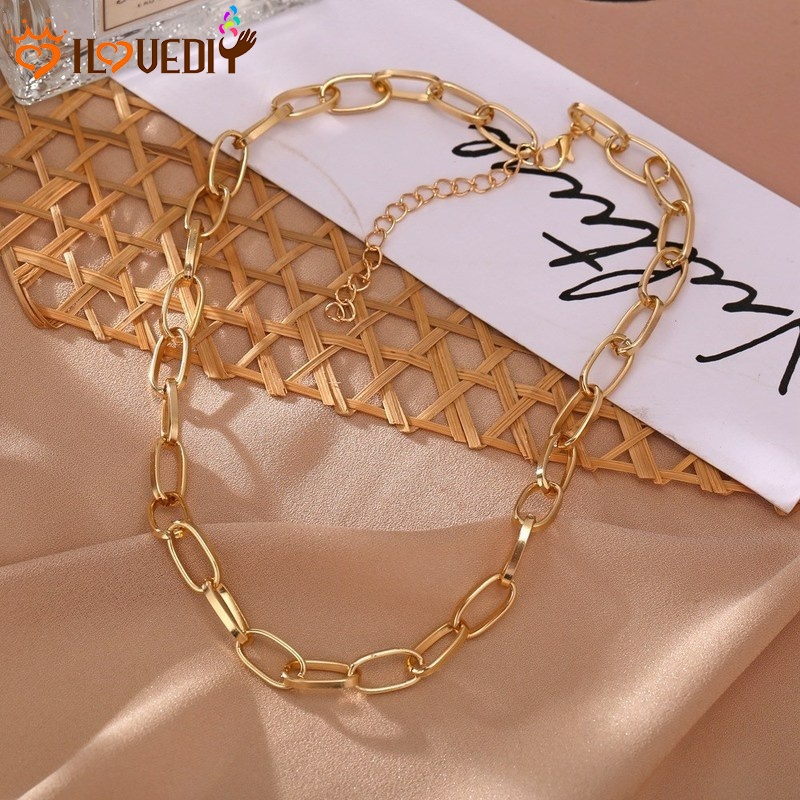 Vòng cổ kim loại bản to phong cách hip hop cổ điển thời trang cho nữ