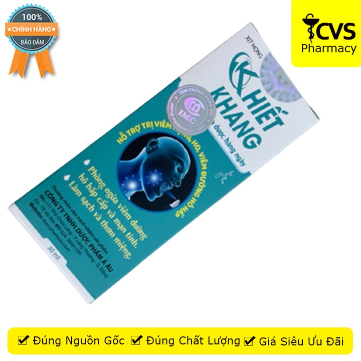 Xịt Miệng Họng Khiết Khang - Giúp Làm Sạch Răng Miệng 30ml - Cvspharmacy