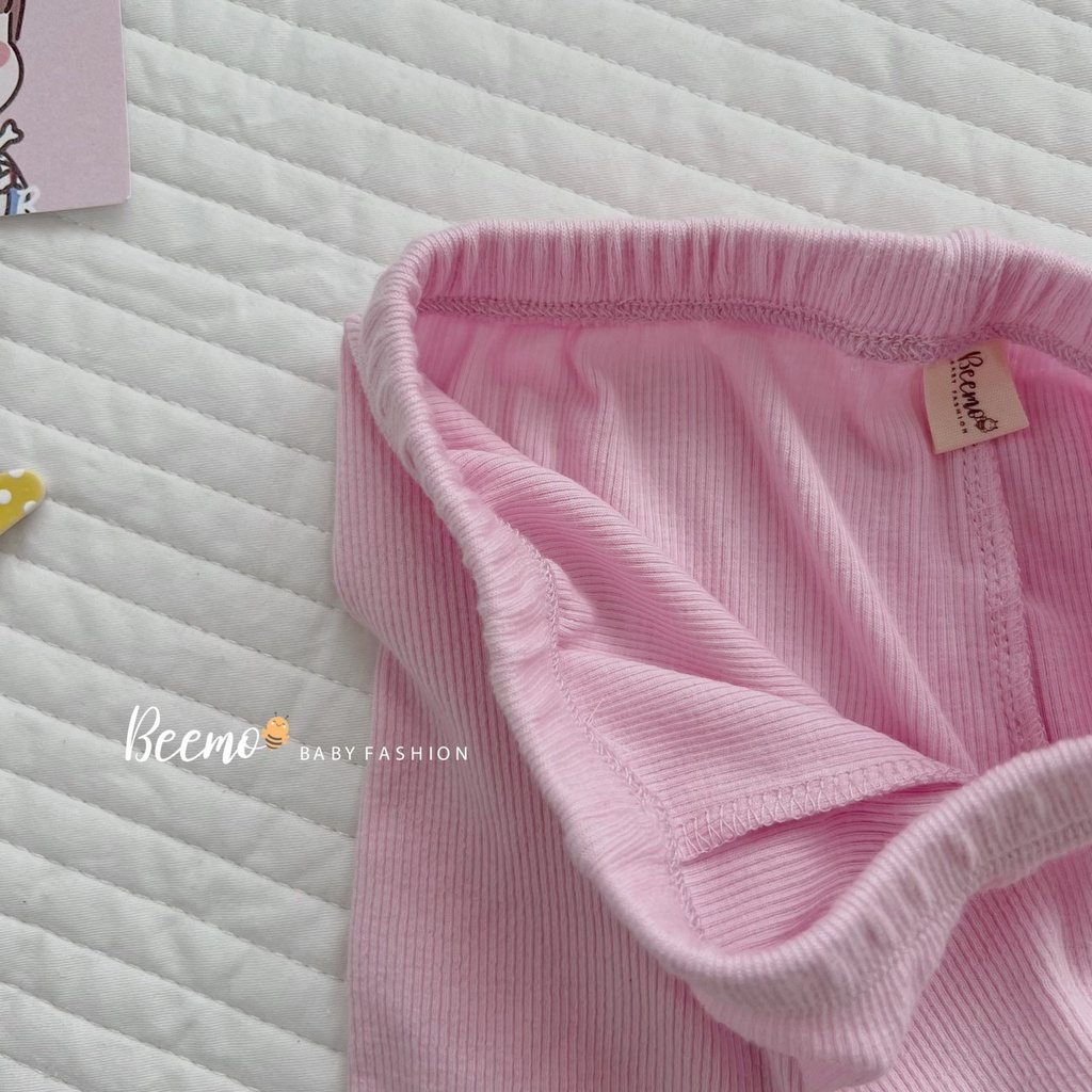 Bộ thun tăm ba lỗ cho bé gái, bộ sát nách bánh bèo xinh xắn Beemo
