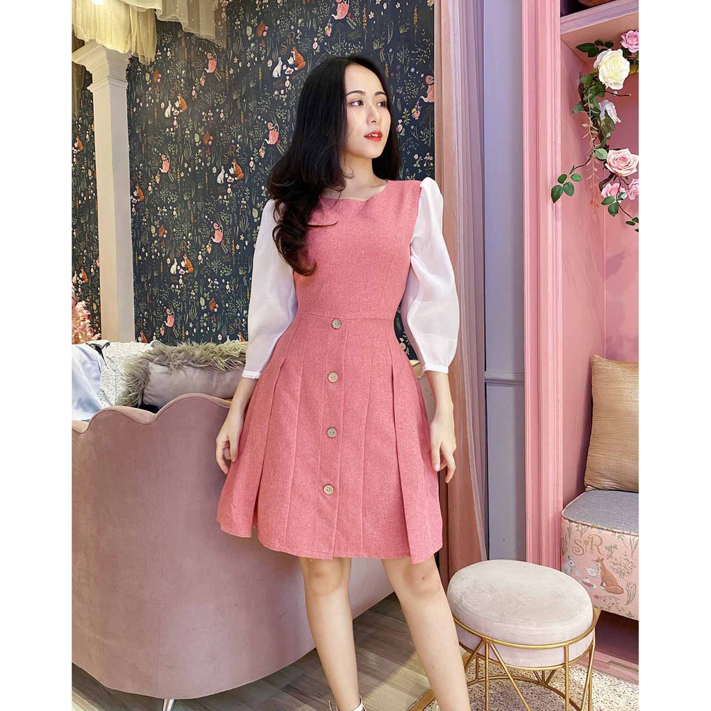 [Mã SKAMA06 giảm 8% tối đa 50K đơn 250K] Đầm công sở phối tay voan nữ tính hack tuổi | BigBuy360 - bigbuy360.vn