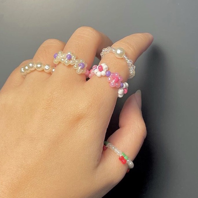 Nhẫn Hoa Pastel Màu Phấn Babi Đáng Yêu Nữ Tính