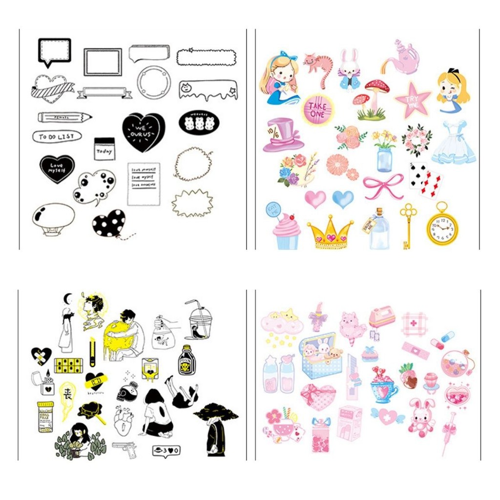 Hộp 46 sticker nhãn dán đáng yêu phong cách nhật bản Box Sticker ST184