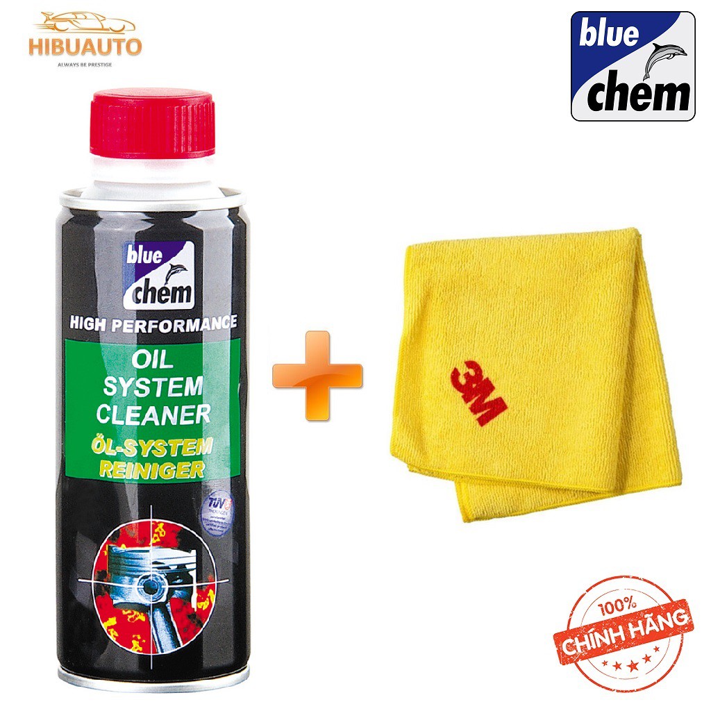Combo Chai Vệ Sinh Động Cơ Bluechem Oil System Cleaner 250ml + Khăn Lau Chùi Xe Hơi 3M 50400