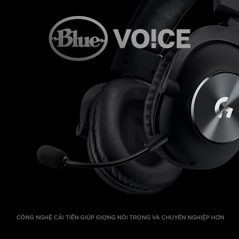 Tai nghe game Logitech G Pro X - Mic Blue Voice, âm thanh vòm, màn loa Pro-G 50mm, đệm tai cao su non