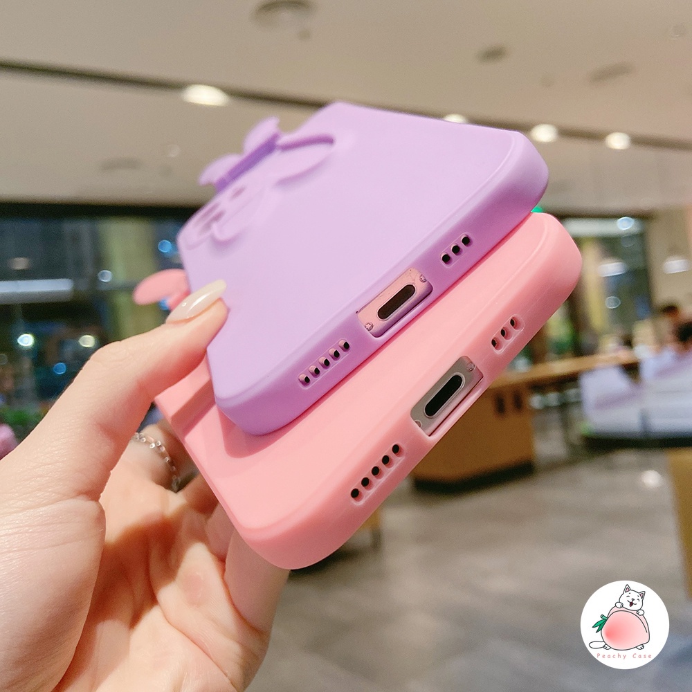Ốp Điện Thoại Dẻo Màu Kẹo Ngọt Có Giá Đỡ Hình Tai Thỏ Đáng Yêu Cho iPhone 8 Plus 7 Plus Chống Rơi