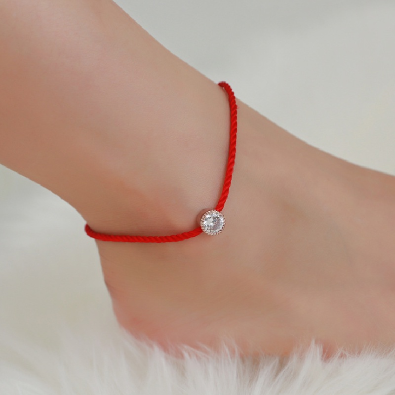 Lắc Chân Dây Bện Đính Đá Zircon Đơn Giản Phong Cách Hàn Quốc Cho Nữ