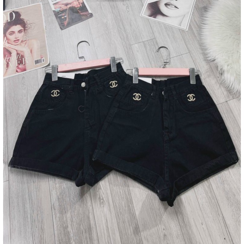 Quần short jean túi