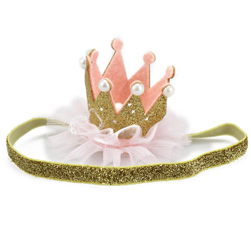 Băng Đô Hình Vương Miện Đính Ngọc Trai Đáng Yêu Cho Bé