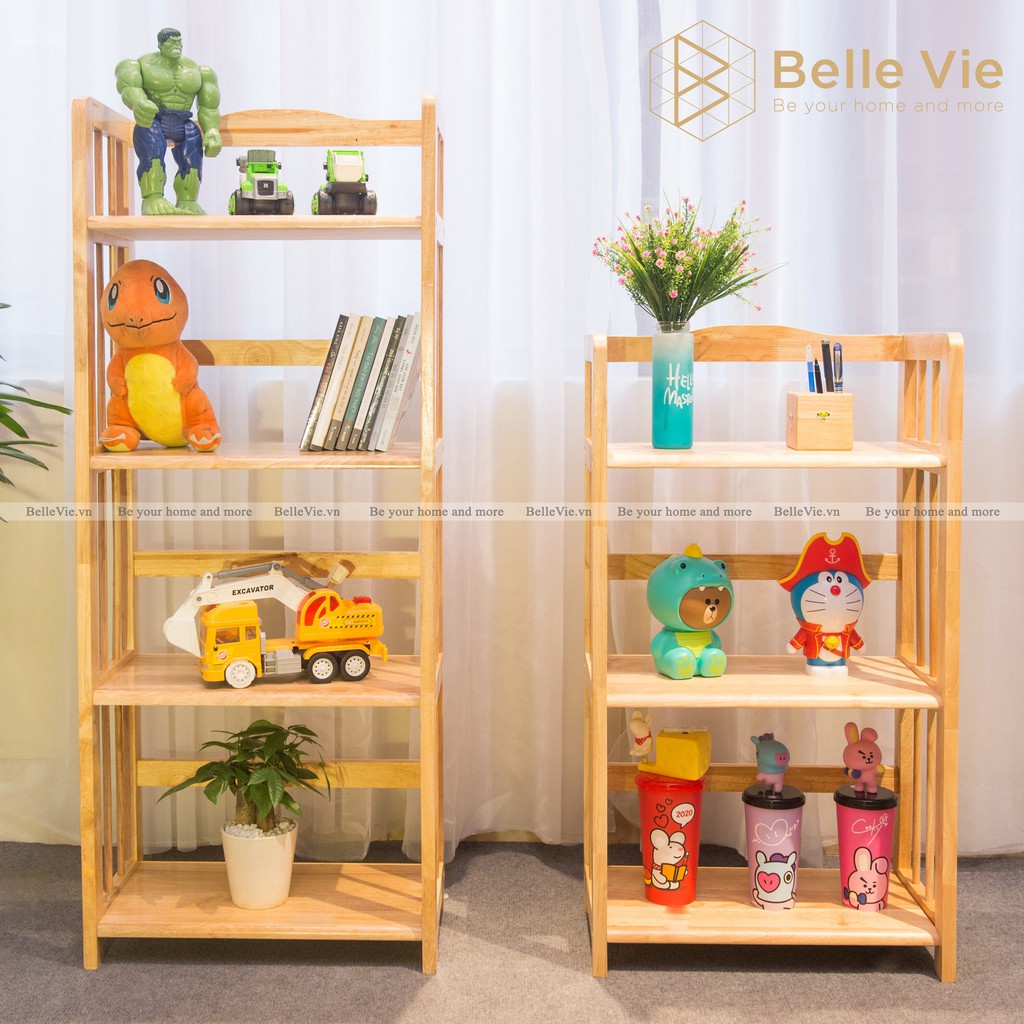 Kệ Sách 3 Tầng BELLEVIE Kệ Gỗ Tự Nhiên Decor Lắp Ráp Đơn Giản Dễ Dàng Bookshelf 3F Natural x 50Cm