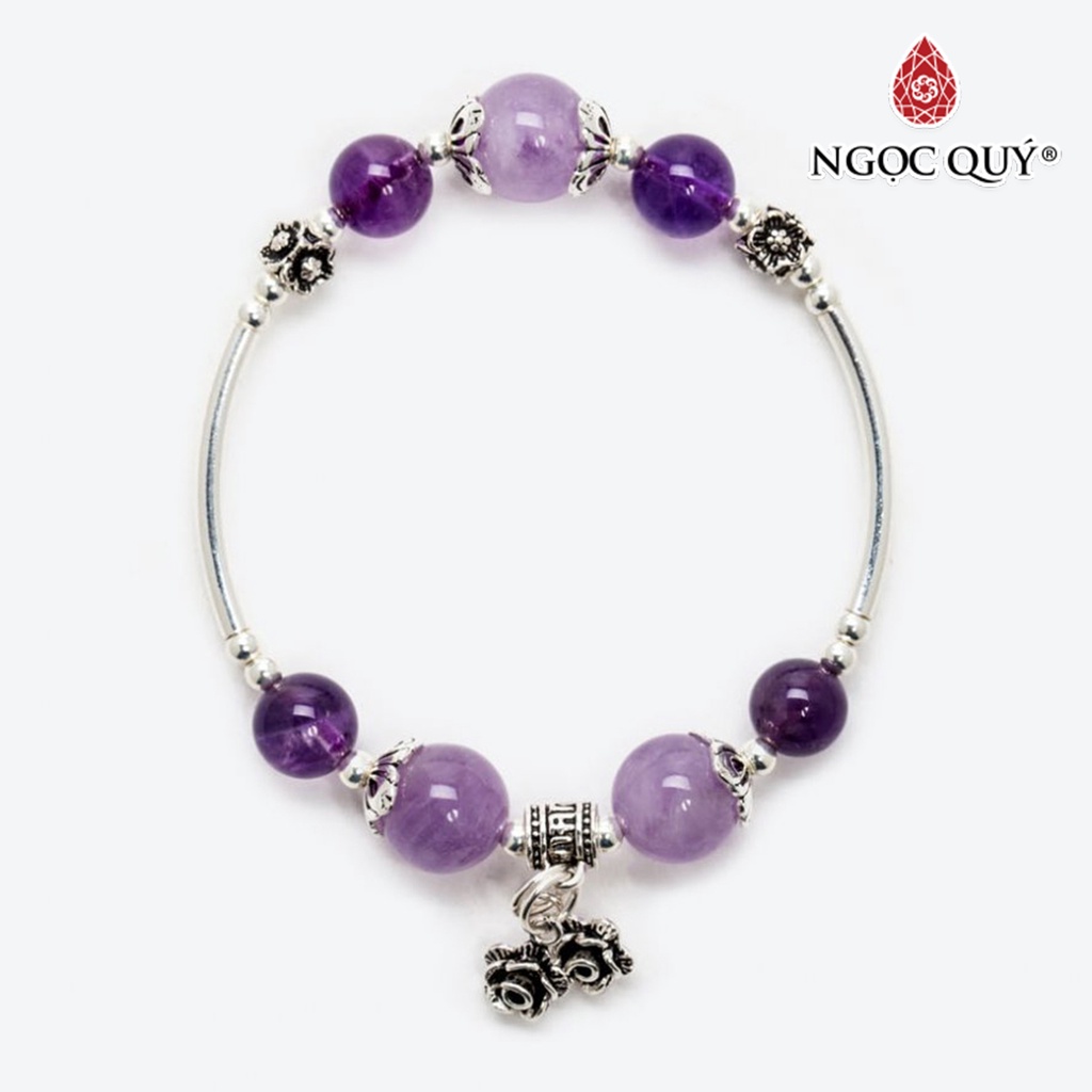 Vòng tay TA tím mix charm hoa - Ngọc Quý