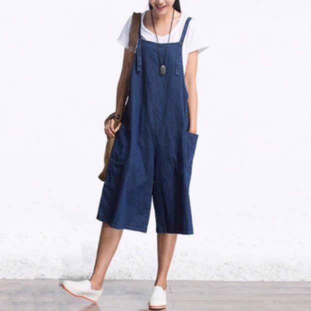 Quần yếm jean big size lỡ ống suông hàng nhập size lớn 65-100kg bầu mặc đẹp luôn xịn | BigBuy360 - bigbuy360.vn