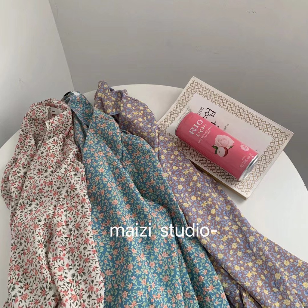 Áo Hoa Nhí Vạt Chéo Buộc Nơ Xinh Xắn! Ulzzang style Hàng Quảng Châu