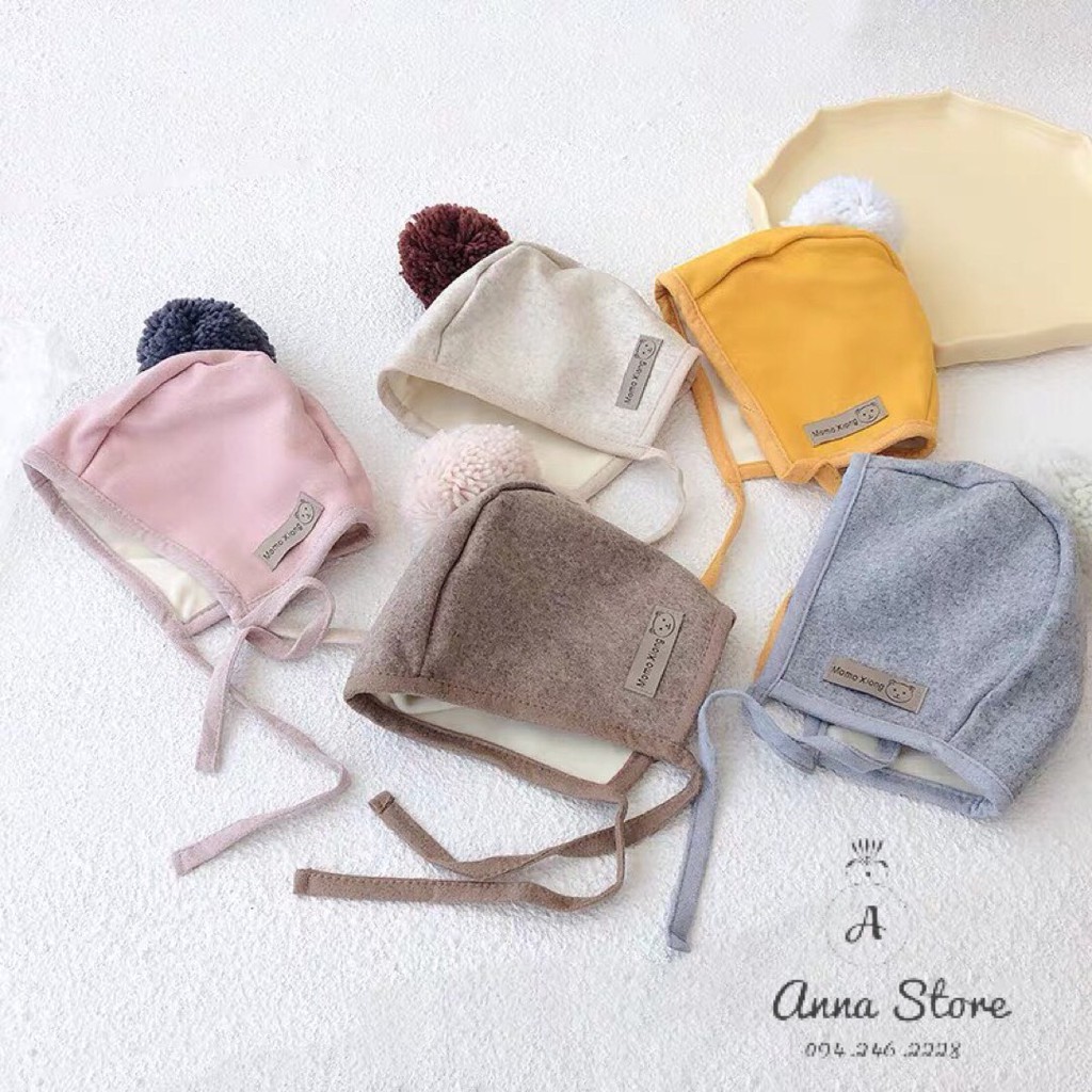 MUP 28 : Mũ có dây cài quả bóng cho bé 3m - 2t [ anna kids ]