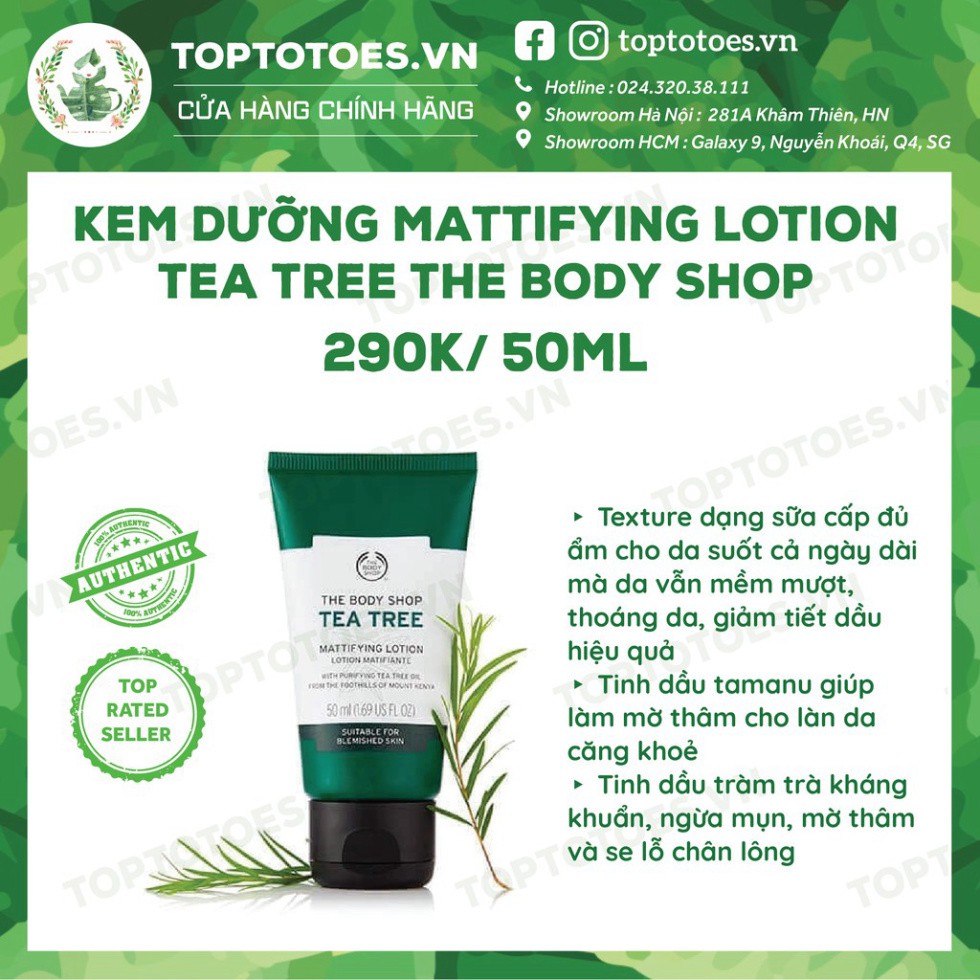 . Kem dưỡng The Body Shop Tea Tree Mattifying Lotion kiềm dầu, ngừa mụn .