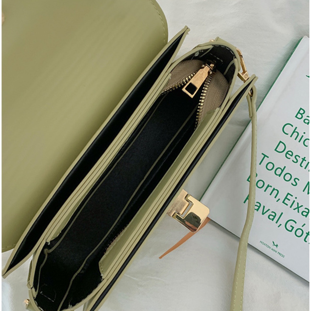 Túi đeo chéo nữ da bóng mềm khóa vuông cao cấp La.orie - La009