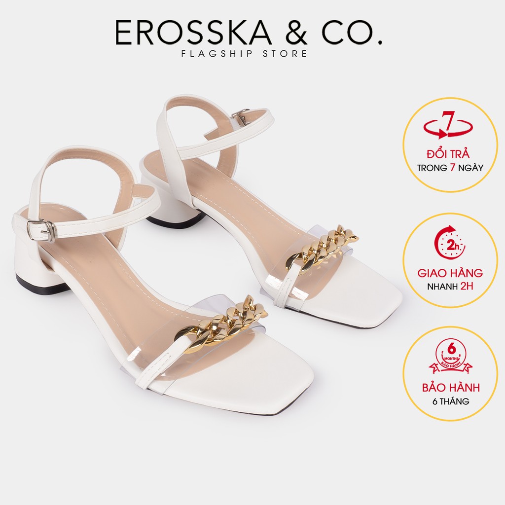 Giày sandal quai xích Erosska kiểu dáng Hàn Quốc cao 5cm màu trắng - EB035