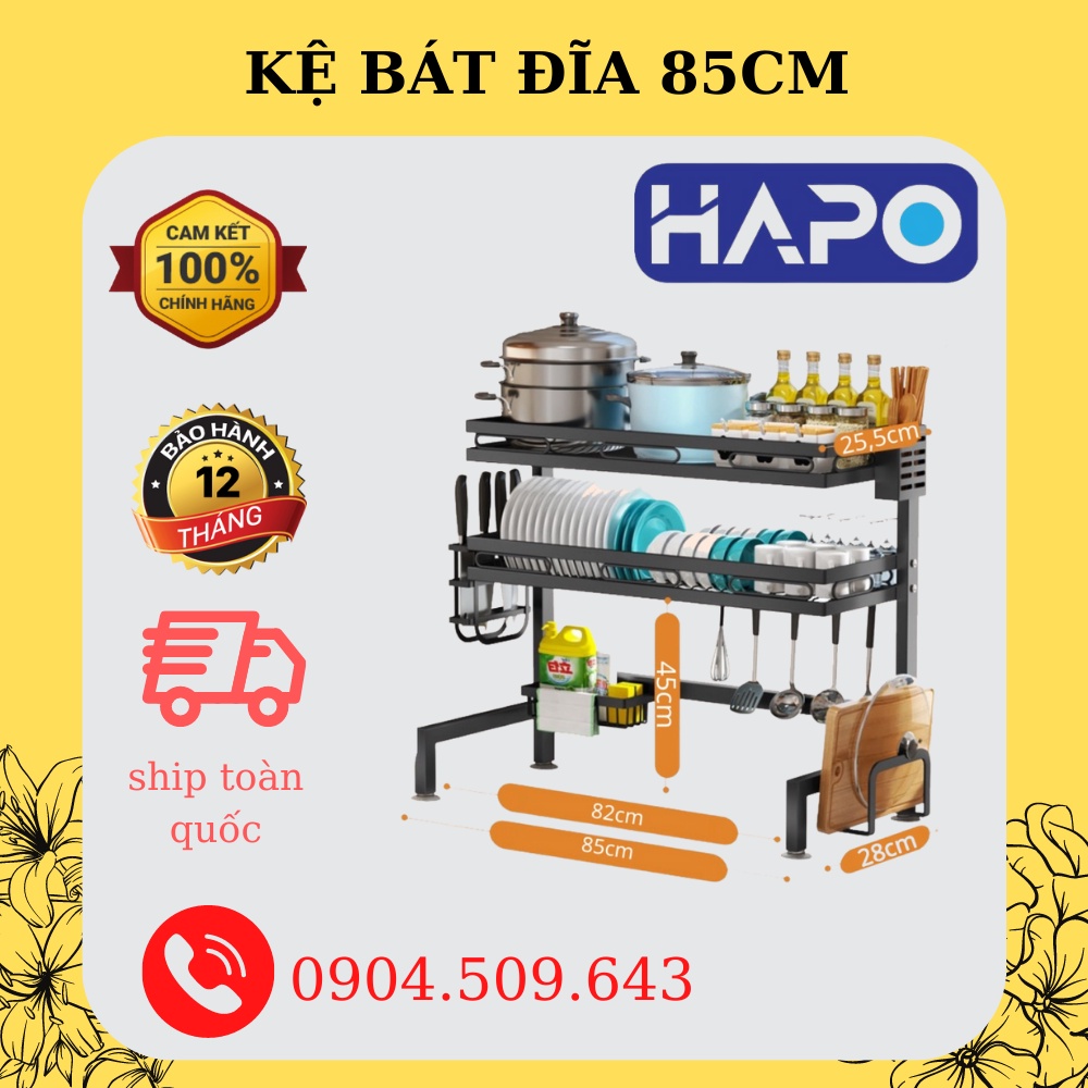 Kệ Đựng Bát Đĩa 85Cm Cao Cấp, Kệ Đựng Bát Đĩa Trên Bồn Rửa Thông Minh