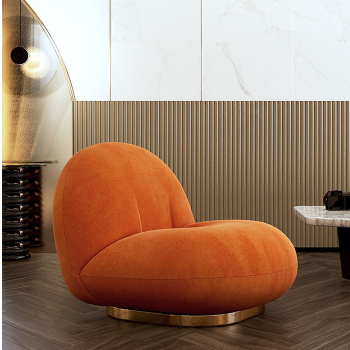 Sofa lười nệm nhung màu hồng cam decor phòng ngủ đẹp - Ghế thư giãn đọc sách có dựng lưng êm ái thiết kế độc lạ