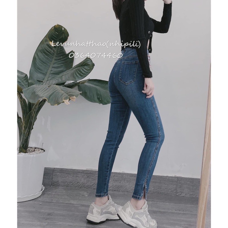 Quần jeans co giãn xẻ gấu 186