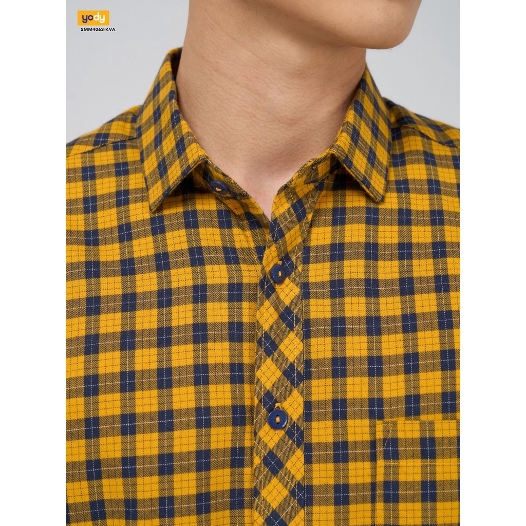 Áo sơ mi nam YODY dài tay có túi ngực họa tiết kẻ caro basic SMM4063