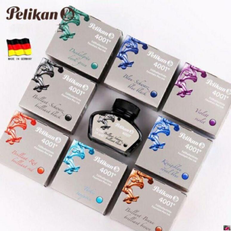 Mực viết bút máy Pelikan 4001 Đức chính hãng, mực không lắng cặn, mực vết nét thanh đậm, bút nét thanh đậm (lọ 62,5ml)