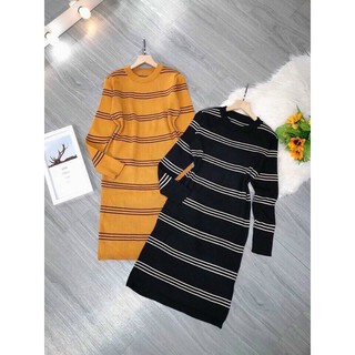 Váy len xuông kẻ dáng dài